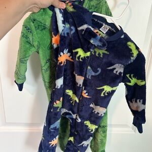 2 Pairs Kids Navy Dinosaur Fleece Pajamas - Cozy Dino Print